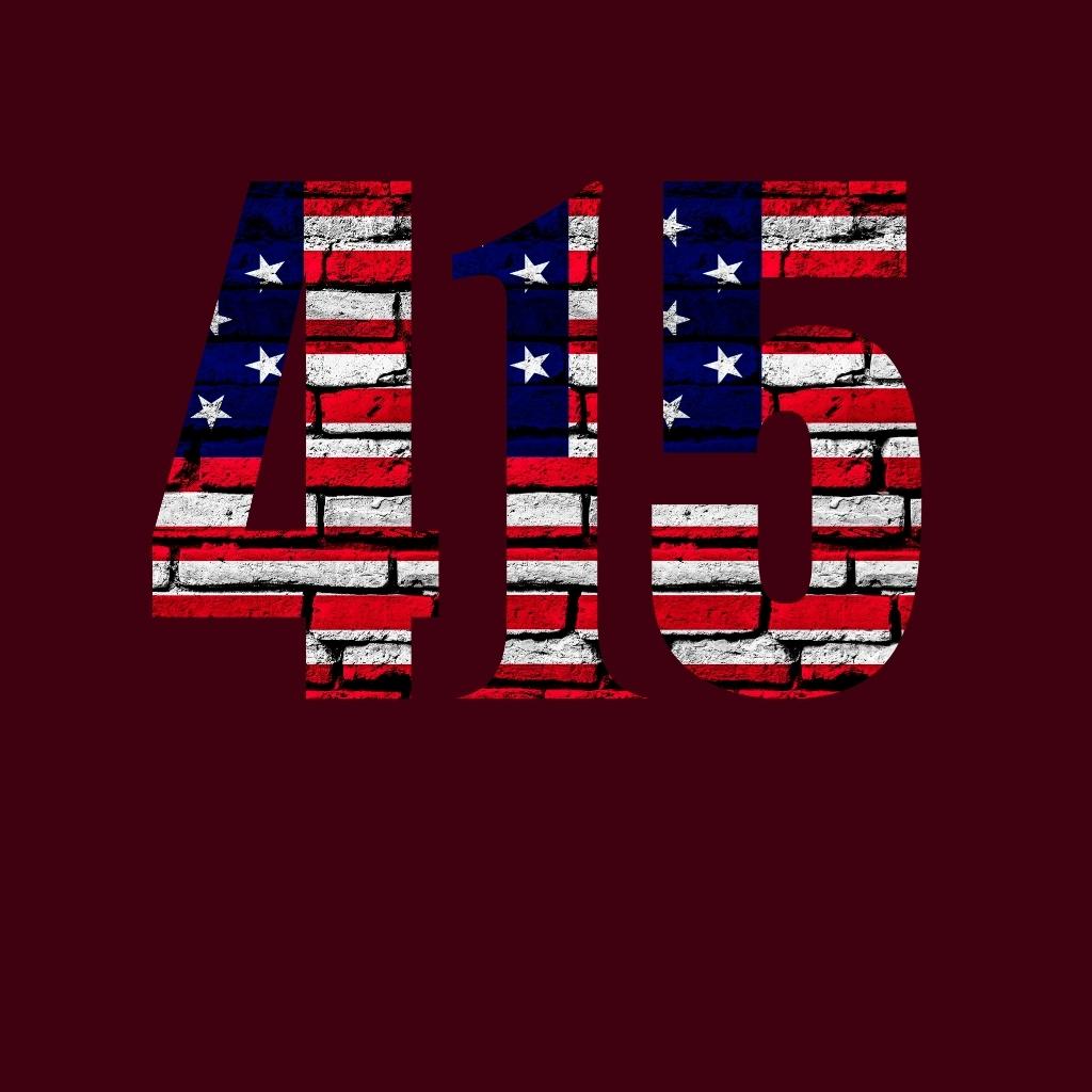 San Francisco 415 US Flag Bricky Font Premium Unisex T-shirt