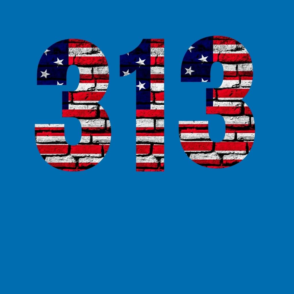 Detroit 313 US Flag Bricky Font Premium Unisex T-shirt