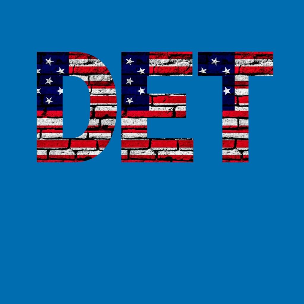 Detroit US Flag Bricky Font Premium Unisex T-shirt