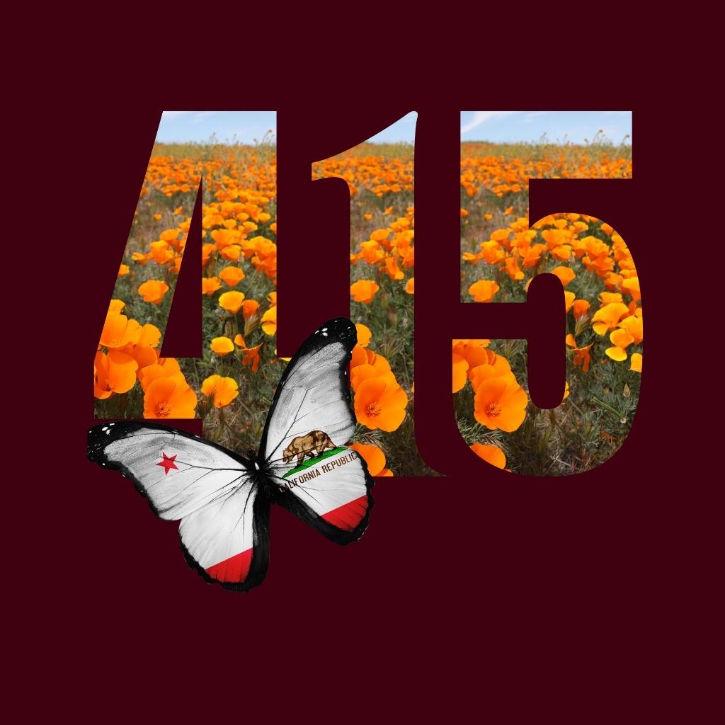 San Francisco 415 CA Poppy Flower Font Premium Unisex T-shirt