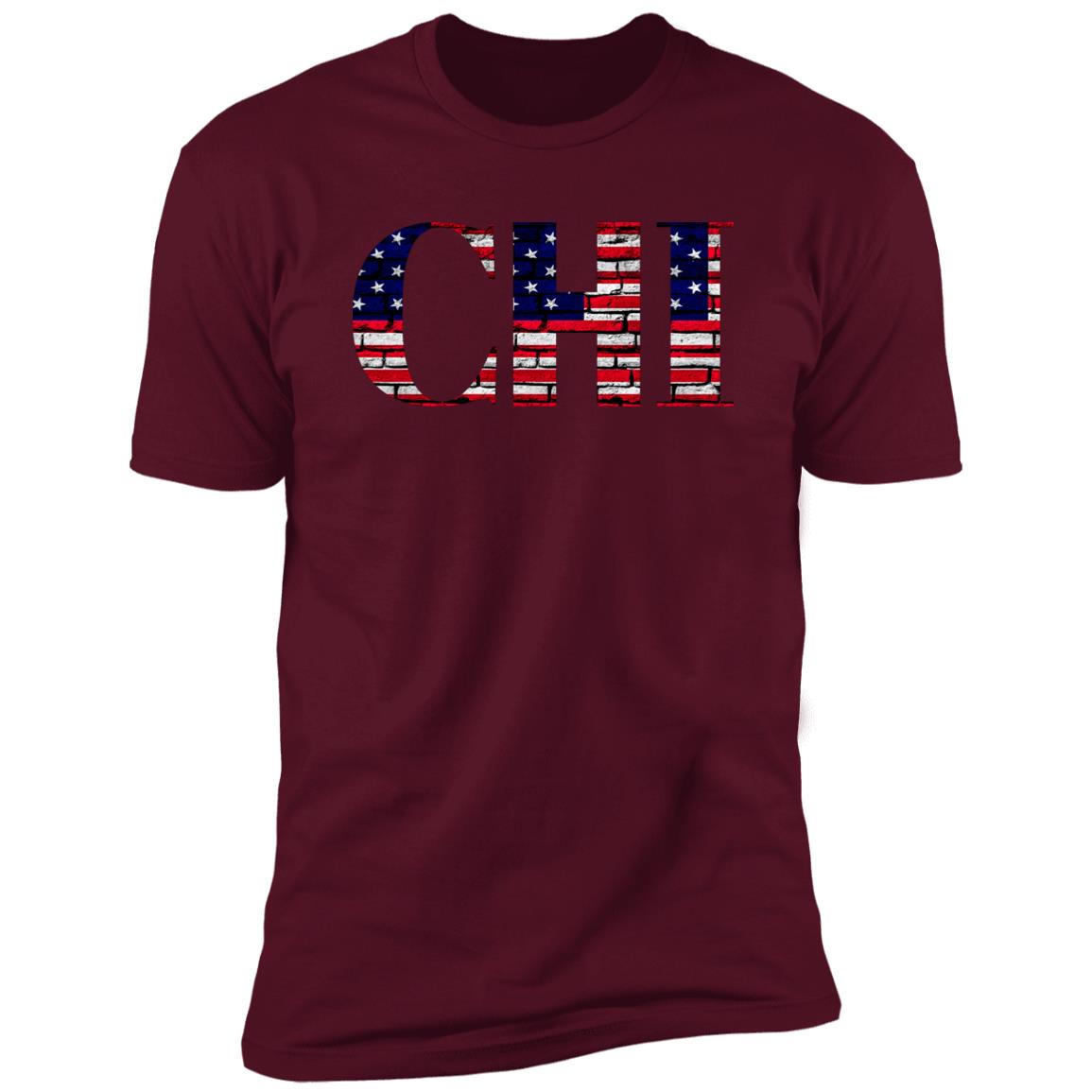 Chicago US Flag Bricky Font Premium Unisex T-shirt