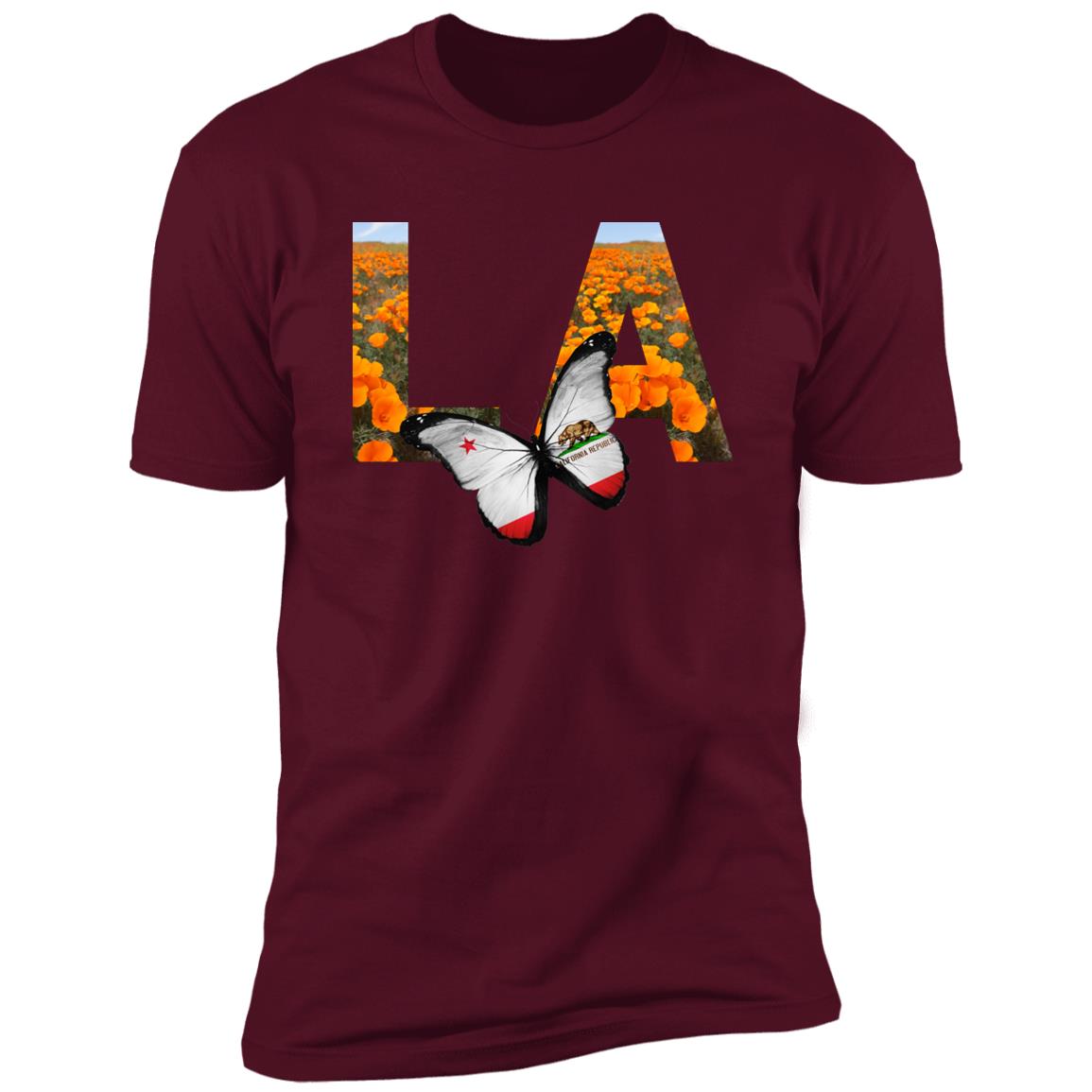 Los Angeles CA Poppy Flower Font Premium Unisex T-shirt