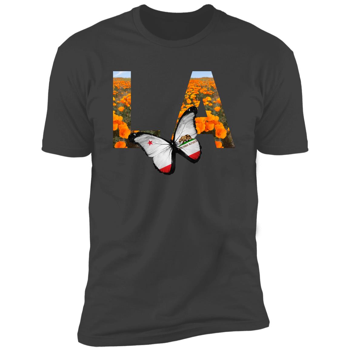 Los Angeles CA Poppy Flower Font Premium Unisex T-shirt