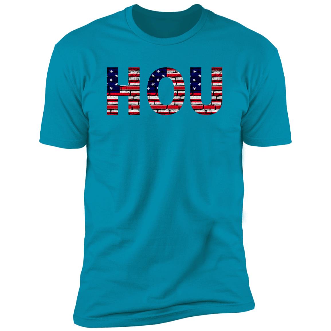 Houston US Flag Bricky Font Premium Unisex T-shirt