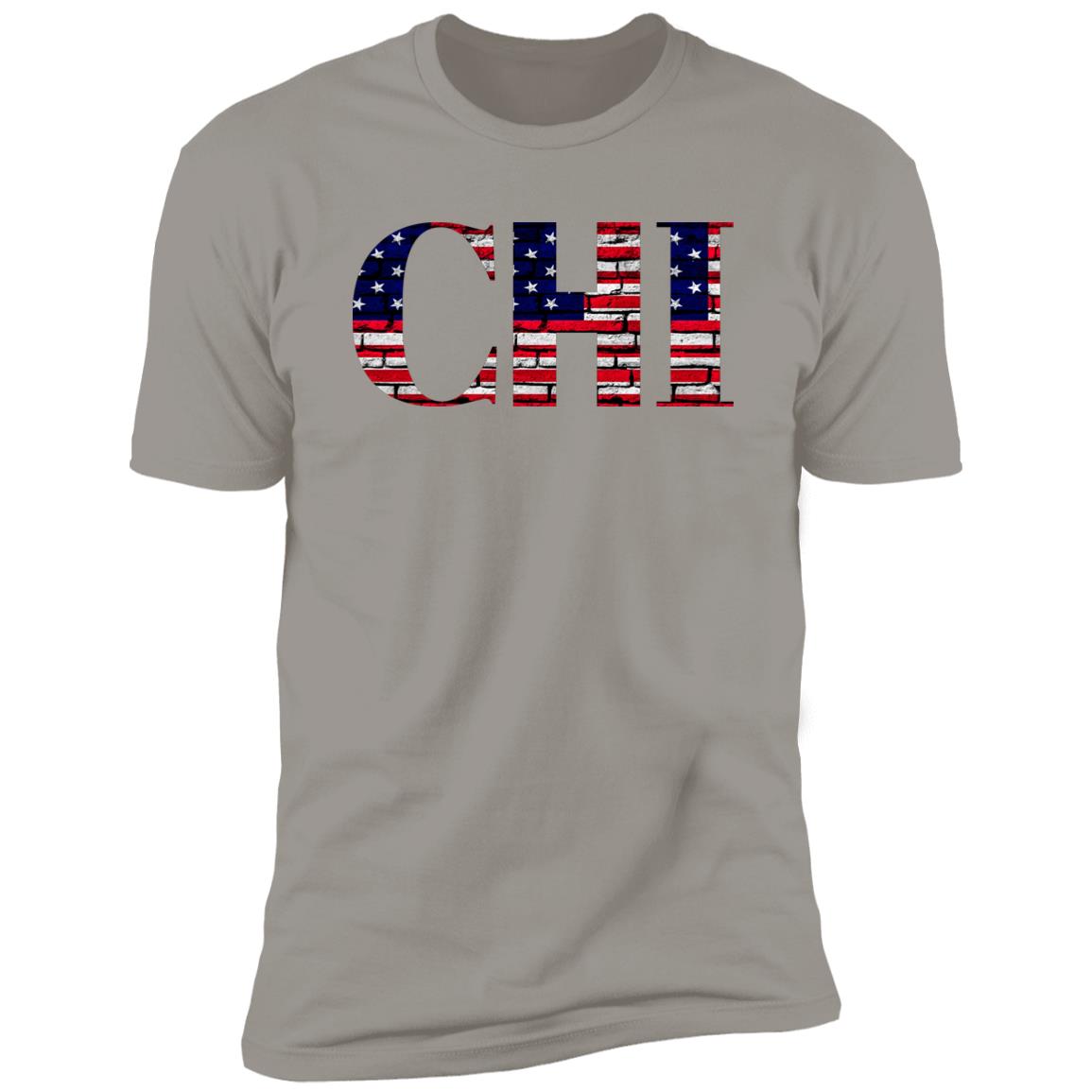 Chicago US Flag Bricky Font Premium Unisex T-shirt