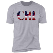 Chicago US Flag Bricky Font Premium Unisex T-shirt