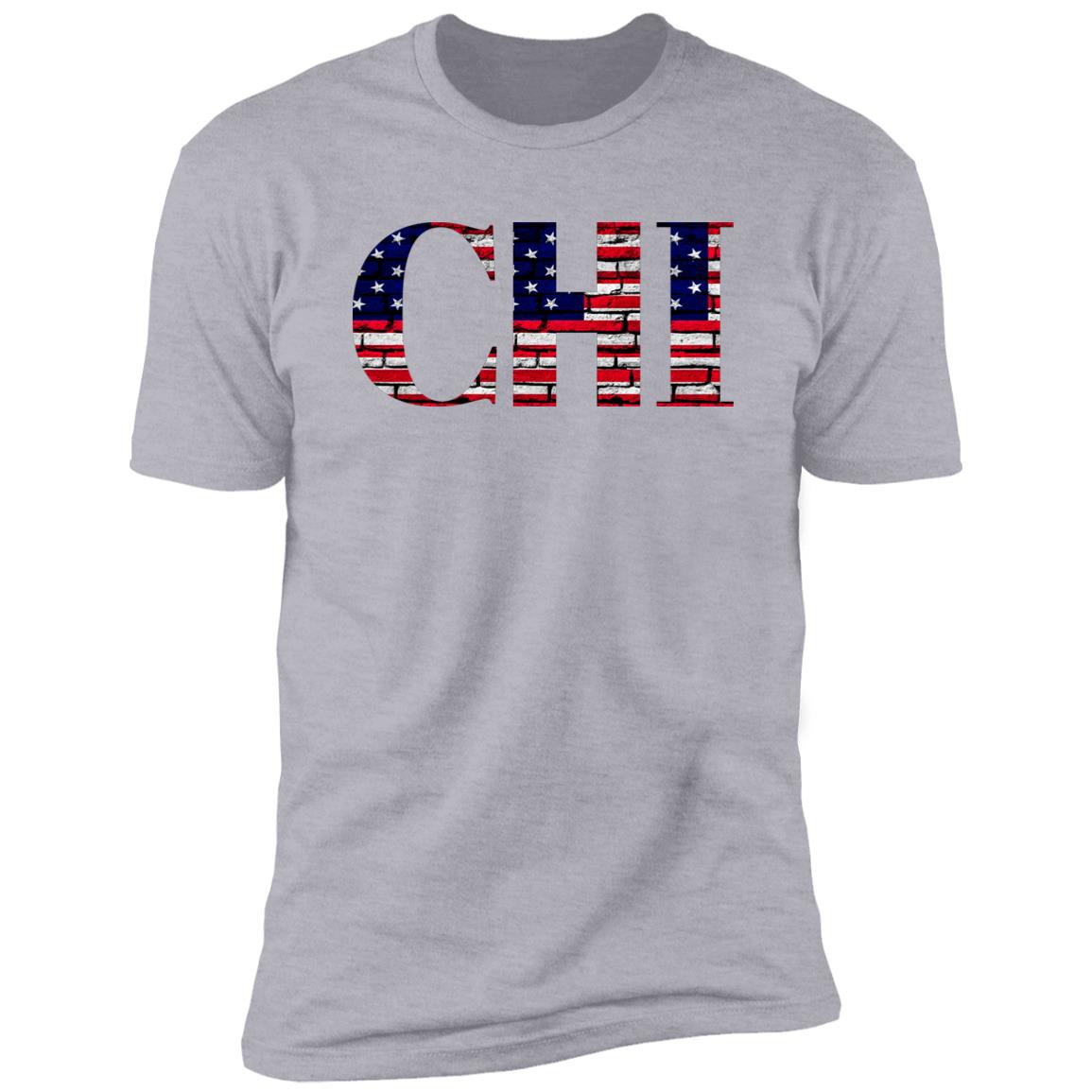 Chicago US Flag Bricky Font Premium Unisex T-shirt