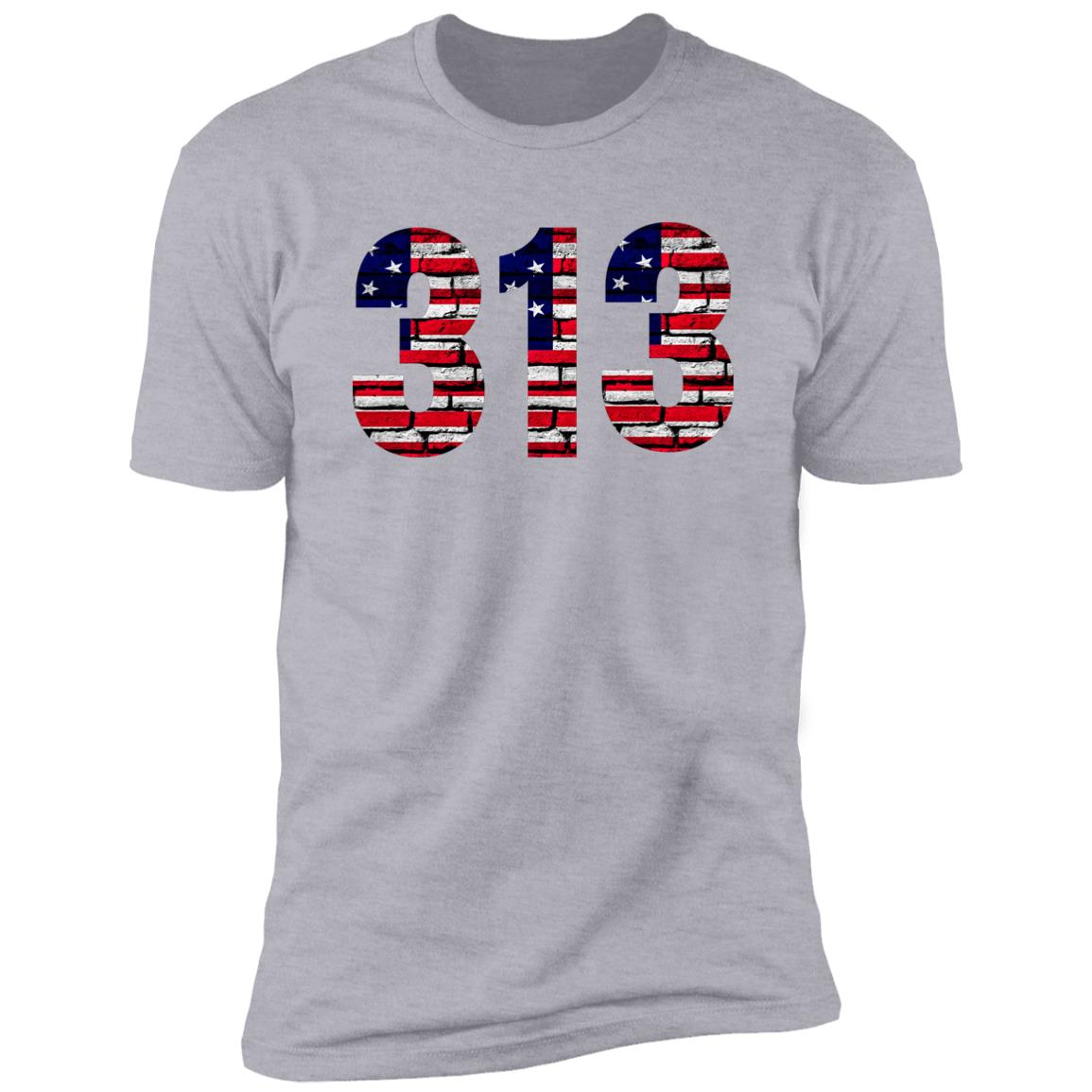 Detroit 313 US Flag Bricky Font Premium Unisex T-shirt