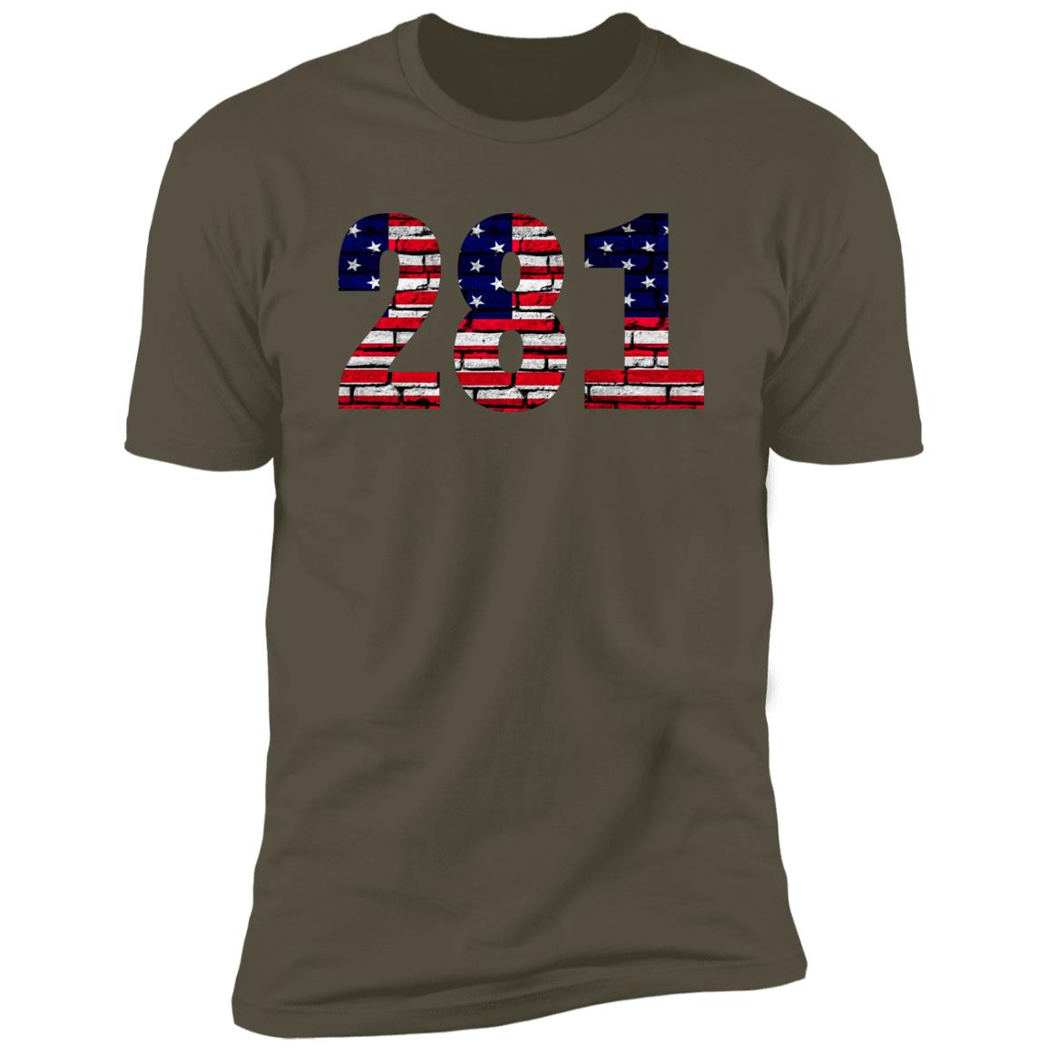 Houston 281 US Flag Bricky Font Premium Unisex T-shirt