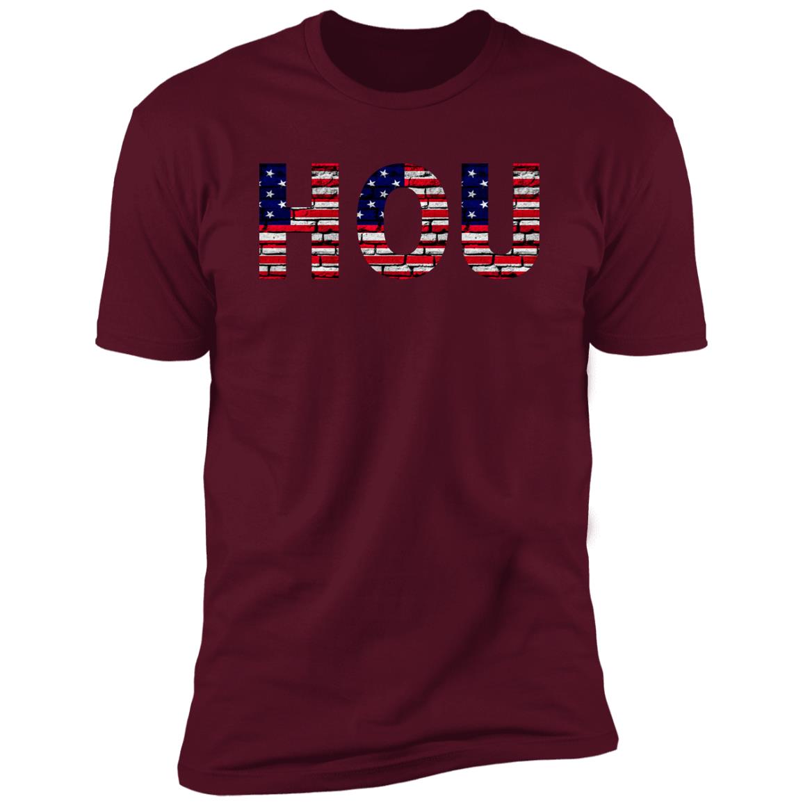 Houston US Flag Bricky Font Premium Unisex T-shirt