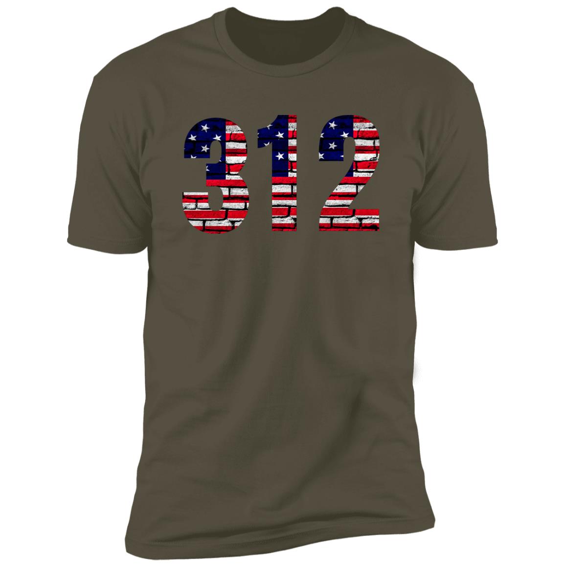 Chicago 312 US Flag Bricky Font Premium Unisex T-shirt