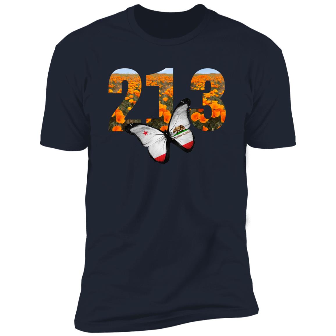 Los Angeles 213 CA Poppy Flower Font Premium Unisex T-shirt