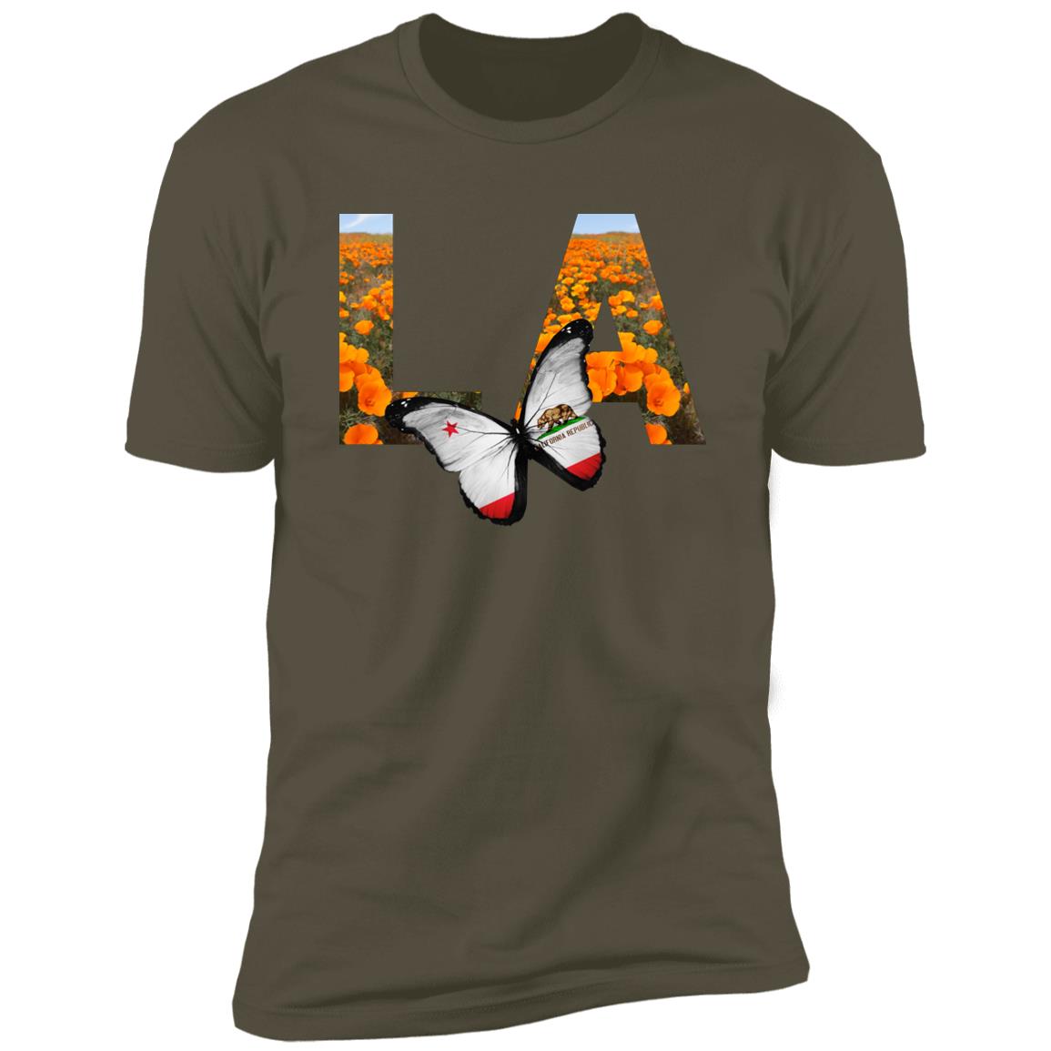 Los Angeles CA Poppy Flower Font Premium Unisex T-shirt