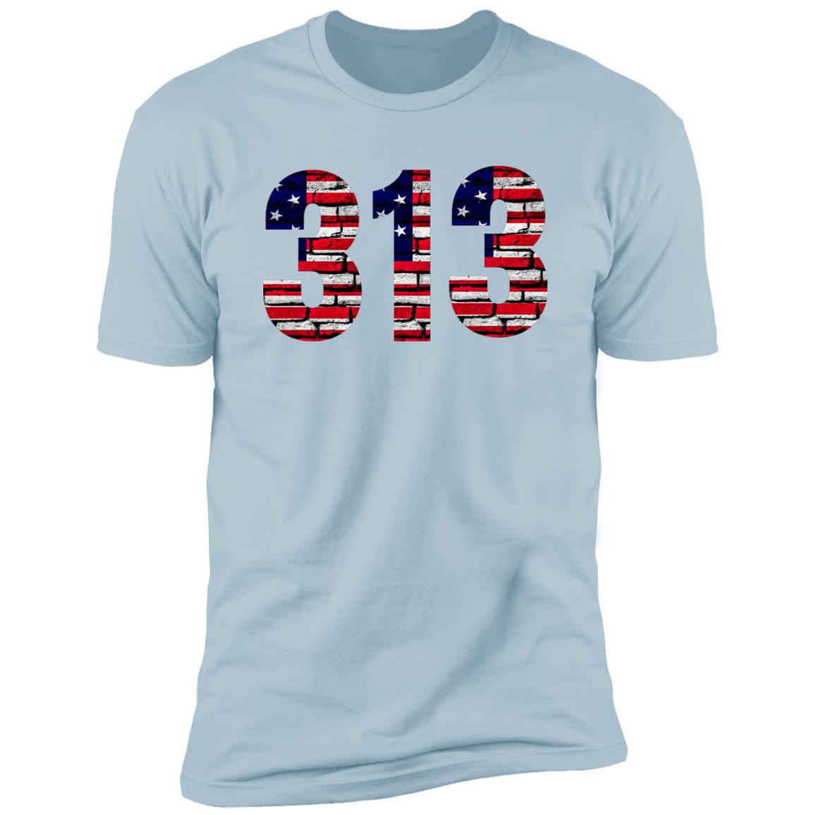 Detroit 313 US Flag Bricky Font Premium Unisex T-shirt