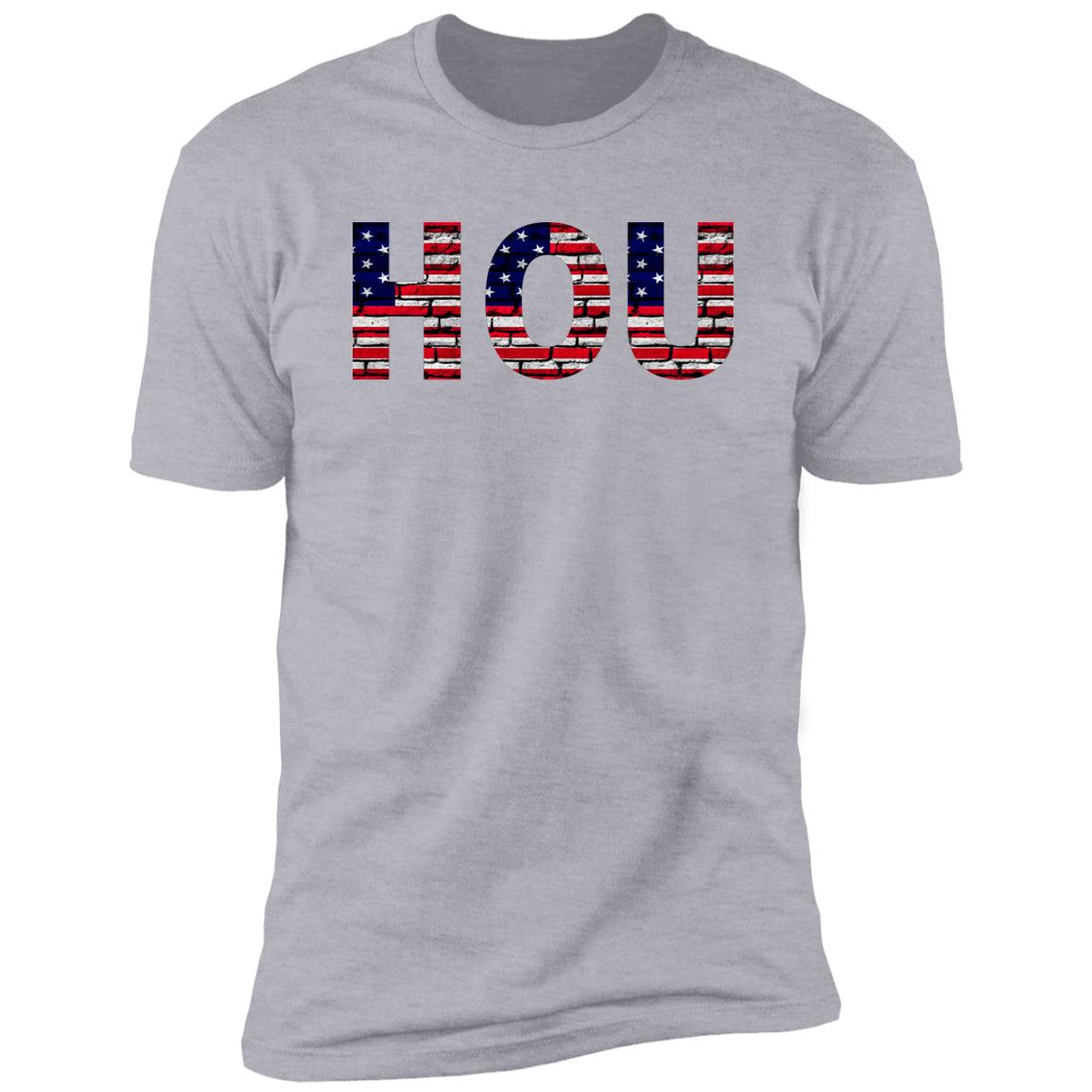 Houston US Flag Bricky Font Premium Unisex T-shirt