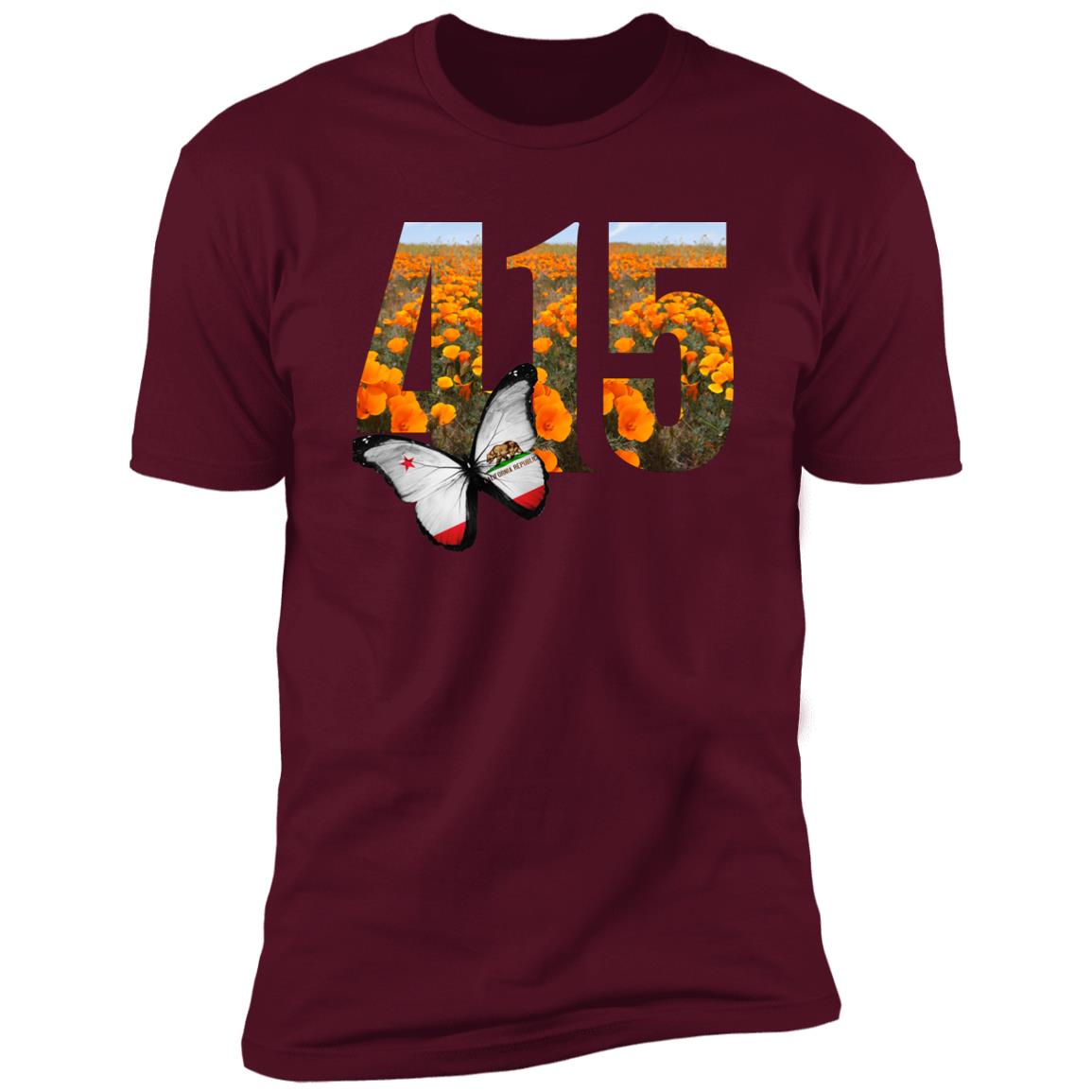 San Francisco 415 CA Poppy Flower Font Premium Unisex T-shirt