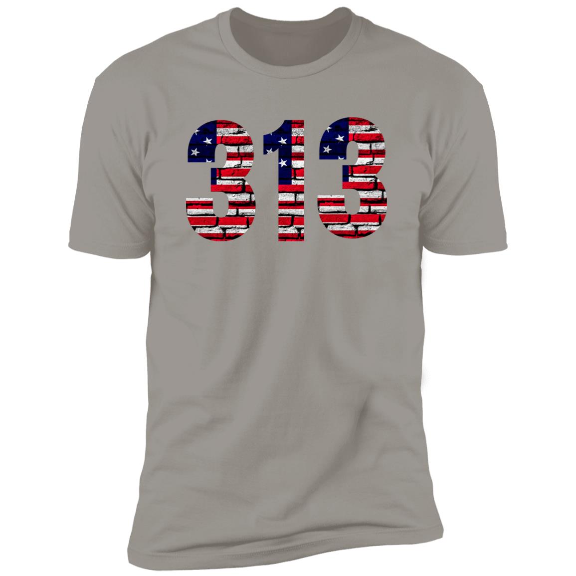 Detroit 313 US Flag Bricky Font Premium Unisex T-shirt